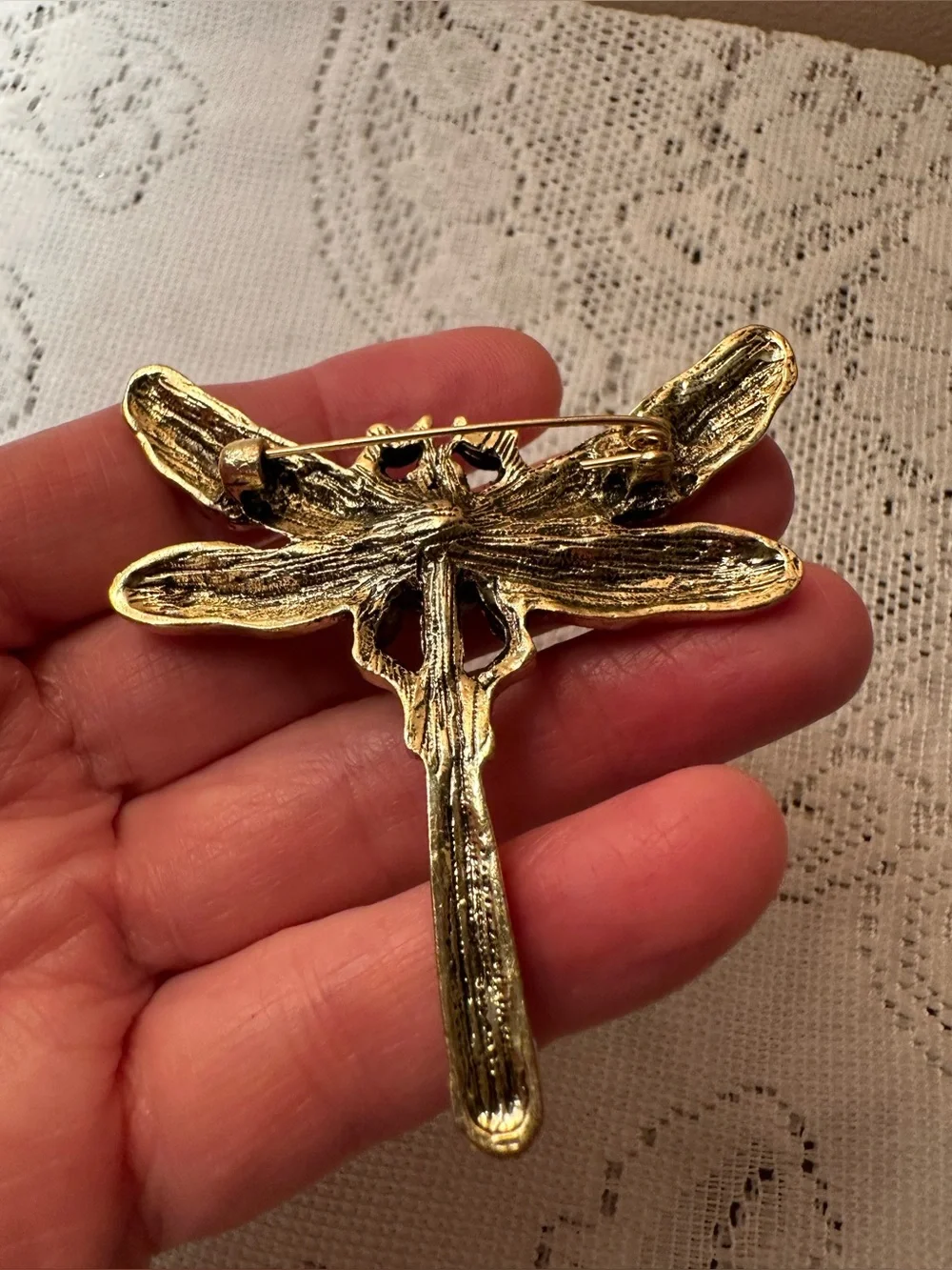 Blue Dragonfly Crystal Accent Pin